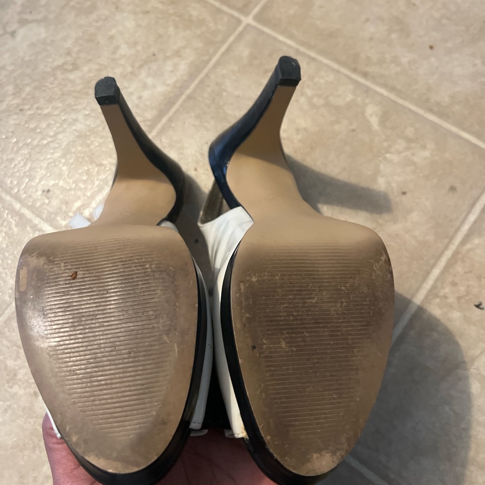 Anne Klein Black and White Spectator Peep-Toe Heel - Picture 3 of 6